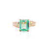 3.04 Carat Emerald Cut Emerald 14K Yellow Gold Curved Shank Solitaire Ring