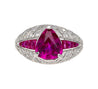 3.04 Carat Purplish Pink Trillion-Cut Ruby and Diamond Cocktail Ring