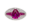 3.04 Carat Purplish Pink Trillion-Cut Ruby and Diamond Cocktail Ring