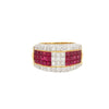 3.08 CTW Ruby and Diamond Cluster Band Ring in 18K Two Tone Gold