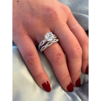 3,09 carats, diamant rond de laboratoire, couleur H, pureté VS2, en or blanc 18k courbé – Assay Jewelers