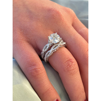Diamant créé en laboratoire rond de 3,09 carat, couleur H, pureté VS2, en or blanc 18k incurvé – Assay Jewelers