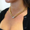 3.1 Carat Diamond Trillion In 14K Gold Cuban Chain Choker Necklace