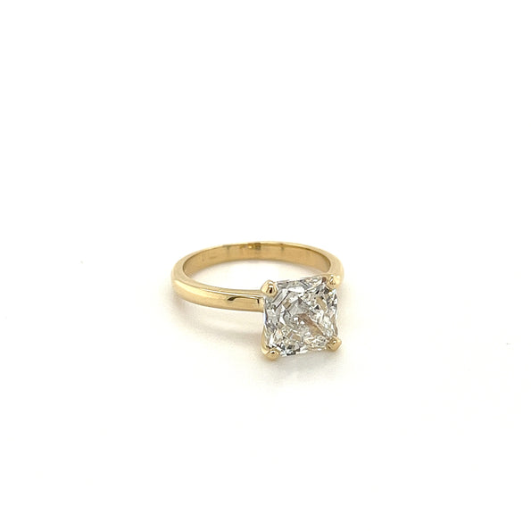 Bague de fiançailles solitaire en or 14k avec diamant de laboratoire taille Coussin de 3.12 carat
