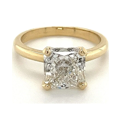 3.12 Carat Cushion Cut Lab Grown Diamond in 14k Gold Solitaire Engagement Ring