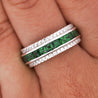3.2 Carat Tsavorite & Diamond Channel 18K White Gold Band Ring