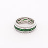 3.2 Carat Tsavorite & Diamond Channel 18K White Gold Band Ring