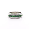 3.2 Carat Tsavorite & Diamond Channel 18K White Gold Band Ring