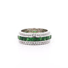 3.2 Carat Tsavorite & Diamond Channel 18K White Gold Band Ring