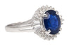 3.21 Carat Oval Cut Blue Sapphire and Diamond in Platinum Ring