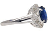 3.21 Carat Oval Cut Blue Sapphire and Diamond in Platinum Ring