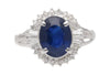 3.21 Carat Oval Cut Blue Sapphire and Diamond in Platinum Ring