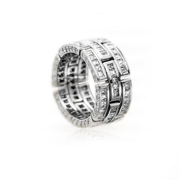 3.25 Carat Carre Square Diamond 18K White Gold 3 Row Brick Pattern Band Ring – Assay Jewelers