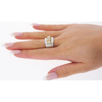 3.28 Carat TW Natural Radiant Cut Fancy Yellow Diamond 3-Stone Ring in 18K White Gold – Assay Jewelers