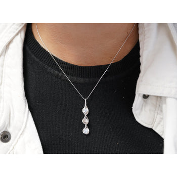3.38 Carat 3 Stone Diamond Dangle Pendant Necklace in 18K White Gold – Assay Jewelers
