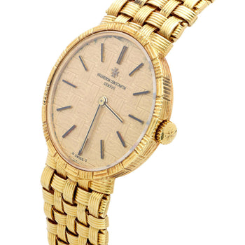 Vacheron Constantin 25mm 18K Gold Basketweave Dial Watch 1970s Full Set – Assay Jewelers