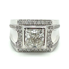 3.41 Carat Lab Diamond Mens Cluster Ring in 18K White Gold