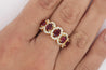 3.43 Carat Oval Cut Ruby and Diamond Halo Wedding Band Ring in 18K Gold