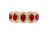 3.43 Carat Oval Cut Ruby and Diamond Halo Wedding Band Ring in 18K Gold