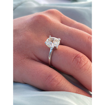 3.46 carat G/VS2 18k White Gold Solitaire Cushion Lab Grown Diamond Ring – Assay Jewelers