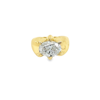 GIA Certified 3.5 Carat Lab Diamond Oval Cut Solitaire Mens Ring in 14K Yellow Gold – Assay Jewelers