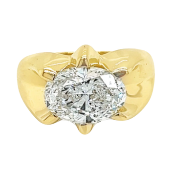 GIA Certified 3.5 Carat Lab Diamond Oval Cut Solitaire Mens Ring in 14K Yellow Gold – Assay Jewelers