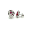 3.5 Carat No Heat Oval Cut Ruby Earrings With Round Diamond Halo-Earrings-ASSAY