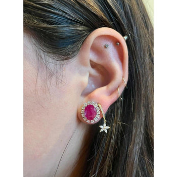 3.5 Carat No Heat Oval Cut Ruby Earrings With Round Diamond Halo – Assay Jewelers