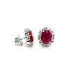 3.5 Carat No Heat Oval Cut Ruby Earrings With Round Diamond Halo-Earrings-ASSAY