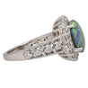 3.50 Carat Black Opal & Diamond Halo Platinum Filigree Ring