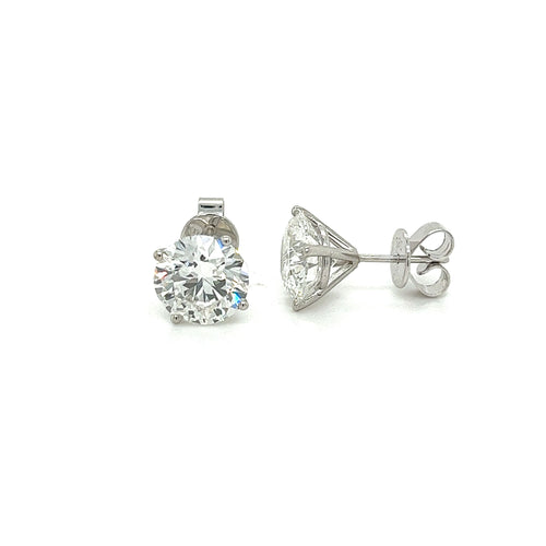 3.51 CTTW Round Lab Grown Diamond Stud Earrings in 4-Prong Martini Setting