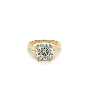 Bague solitaire en diamant de laboratoire taille ronde de 3,59 carats en or jaune 14K – Assay Jewelers