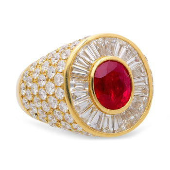 3.60 Carat Burma Ruby Oval Cut and Diamond 18K Gold Men’s Ring – Assay Jewelers