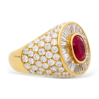 3.60 Carat Burma Ruby Oval Cut and Diamond 18K Gold Men’s Ring – Assay Jewelers