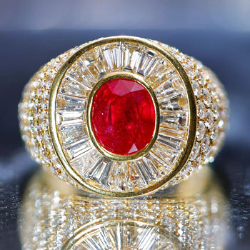 3.60 Carat Burma Ruby Oval Cut and Diamond 18K Gold Men’s Ring – Assay Jewelers