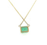 3.66 Carat Emerald Cut Colombian Emerald Solitaire East West Pendant Necklace in 14K Yellow Gold