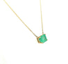 3.66 Carat Emerald Cut Colombian Emerald Solitaire East West Pendant Necklace in 14K Yellow Gold-Necklace-ASSAY