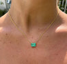 3.66 Carat Emerald Cut Colombian Emerald Solitaire East West Pendant Necklace in 14K Yellow Gold-Necklace-ASSAY