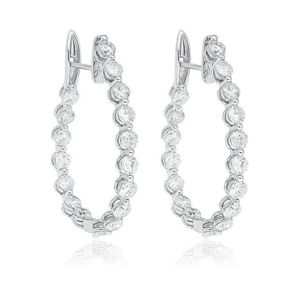 3.72 Carat Diamond Full Eternity Hoop Earrings in 18k White Gold