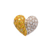 3.85 Carat Yellow & White Diamond 18K White Gold Pave Stud Heart Earring