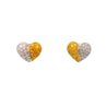 3.85 Carat Yellow & White Diamond 18K White Gold Pave Stud Heart Earring