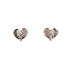 3.85 Carat Yellow & White Diamond 18K White Gold Pave Stud Heart Earring