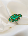 3.89 Carat Marquise Cut Colombian Emerald And Diamond V Shape 18K Ring-Rings-ASSAY