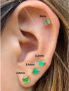 3mm-4mm Colombian Emerald Square-Cut Stud Earrings in 18k Yellow Gold-Earrings-ASSAY