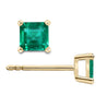 3mm-4mm Colombian Emerald Square-Cut Stud Earrings in 18k Yellow Gold-Earrings-ASSAY