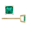 3mm-4mm Colombian Emerald Square-Cut Stud Earrings in 18k Yellow Gold