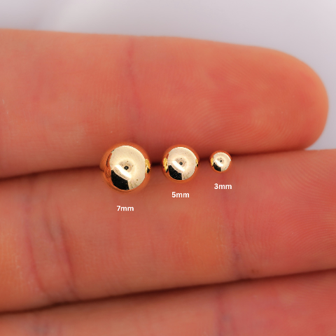 3mm Classic 14K Gold Ball Stud Earrings with Screw Backs