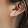 3mm Diamond 14K Gold Flat Back Single Stud Earring