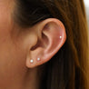 3mm Diamond 14K Gold Flat Back Single Stud Earring