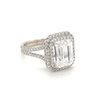 4 carats, couleur F, pureté VS1. Bague de fiançailles en or blanc avec diamant de laboratoire taille émeraude – Assay Jewelers